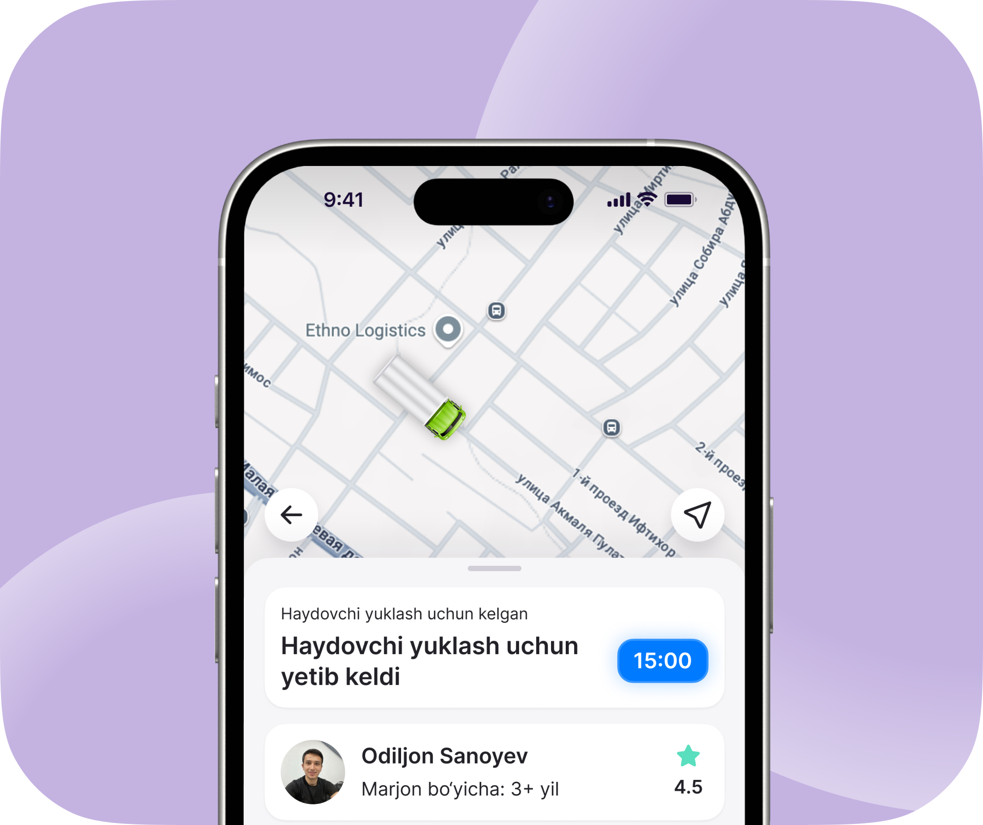 Haydovchi buyurtmani qabul qiladi